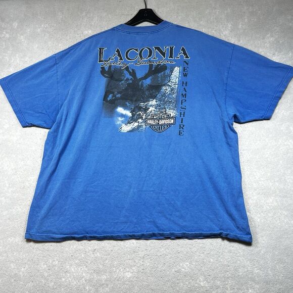 Harley Davidson T-Shirt Size 3XL Blue New Hampshire Motorcycles Short Sleeve Tee - Picture 8 of 12